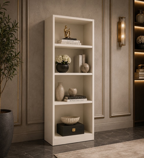 Elite Harmony Contemporary Book Shelf In Off White Finish