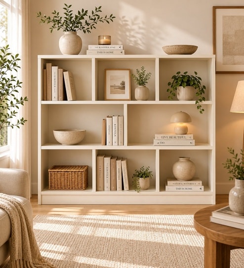 Elite Harmony Contemporary Book Shelf In Off White Finish