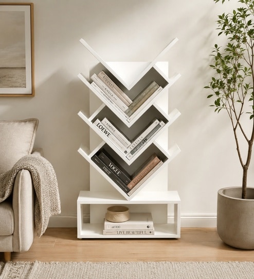 Elite Harmony Contemporary Book Shelf In Off White Finish