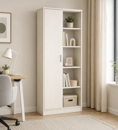 Elite Harmony Contemporary Book Shelf In Off White Finish