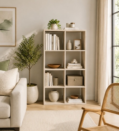 Elite Harmony Contemporary Book Shelf In Off White Finish