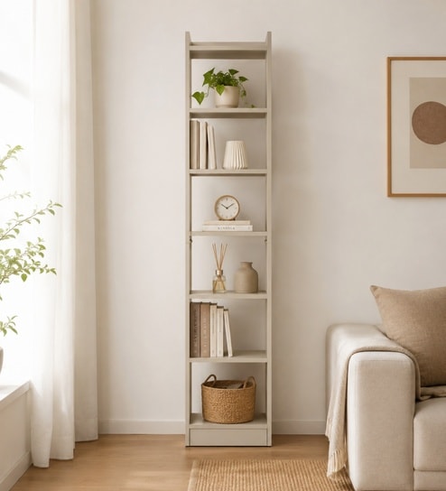 Elite Harmony Contemporary Book Shelf In Off White Finish