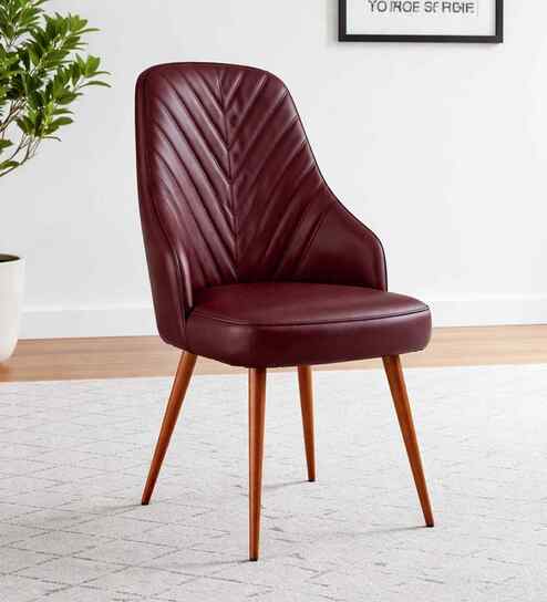 Elite Leatherette Dining Chair In Brown Colour