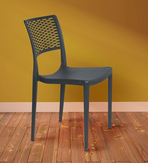 Eliza Designer Plastic Chair In Black Colour By Furniease