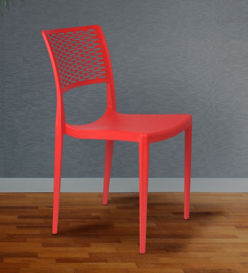 Buy Eliza Designer Plastic Chair In Red Colour By Furniease Online