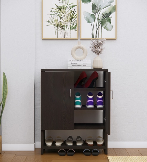 Ella 2 Door, 1 shelf open & 3 Shelf Multipurpose Cabinet with Termite Resistance in Chiyoda Wange Finish