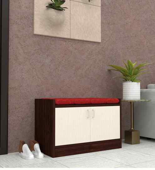 Ella 2 Door Multipurpose Cabinet with Cushion in Highland Pine & Rose Wood Finish
