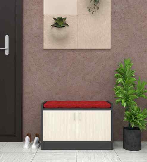 Ella 2 Door Multipurpose Cabinet with Cushion in Highland Pine & Slate Grey Finish