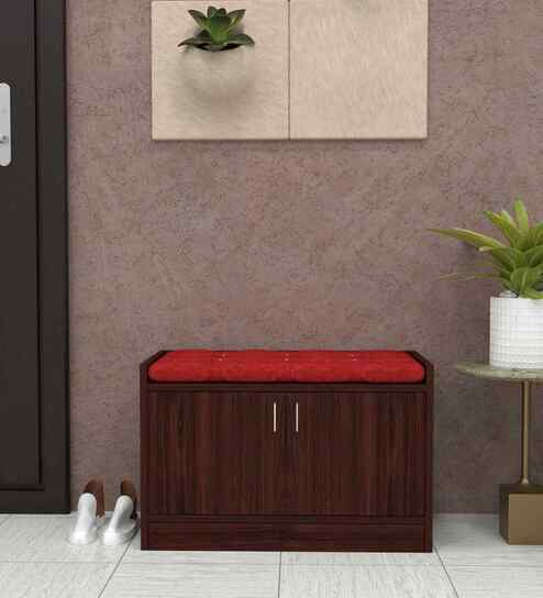 Ella 2 Door Multipurpose Cabinet with Cushion in Rose Wood Finish