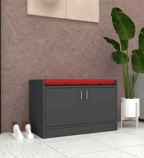 Ella 2 Door Multipurpose Cabinet with Cushion in Slate Grey Finish
