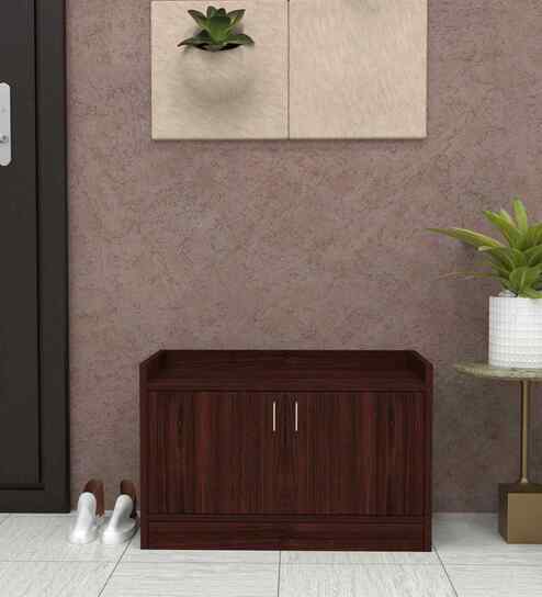 Ella 2 Doors Multipurpose Shoe Cabinet in Rose Wood Finish