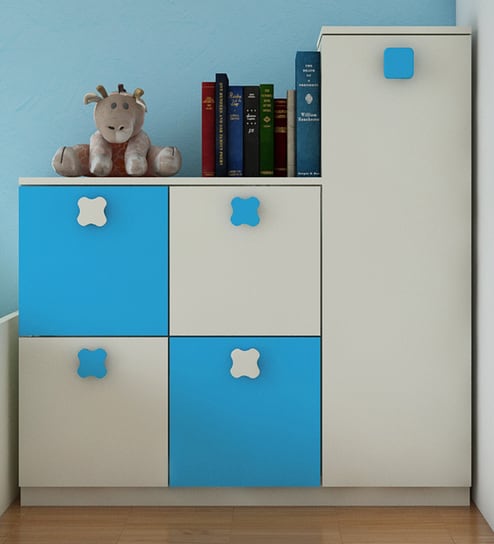 Ellora Kids Storage-cum-Bookshelf in Ivory Azure Blue Colour