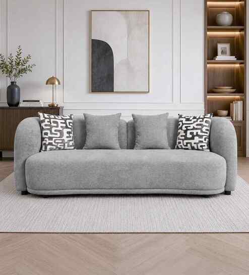 Elowen Fabric  3 Seater Sofa Set In Grey Colour