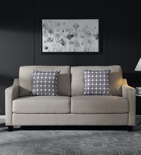 Buy Eloy Fabric 3 Seater Sofa in Almond Beige Colour Online - Lawson ...