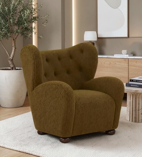 Elvora Wingback Chair In Brown Color