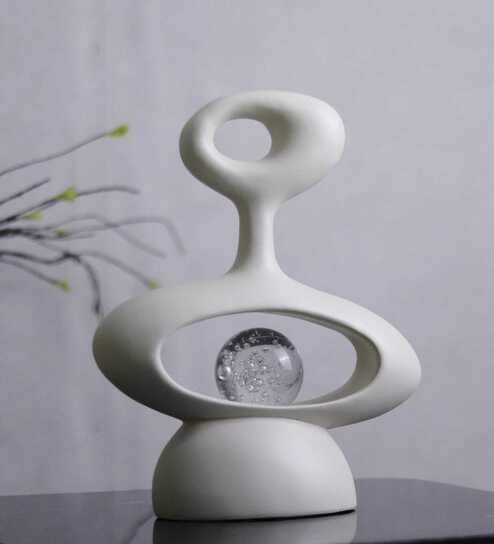 Elysian Resin Artifact with Crystal Ball (White)