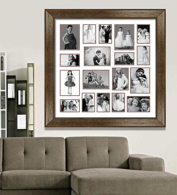 Buy Brown Wooden 36 X 1 X 36 Inch 18 Pocket Family Collage Photo Frame By Elegant Arts And Frames Online Collage Photo Frames Photo Frames Home Decor Pepperfry Product