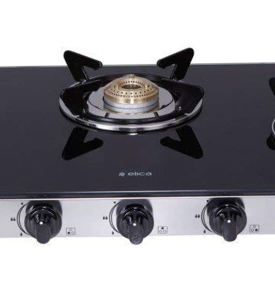 Buy Elica 3 Burner Glasstop & AutoIgnition Gas Stove 773 Ct Dt Vetro