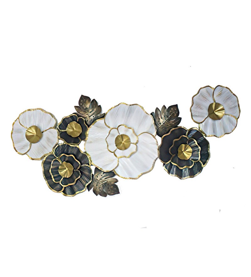 Buy Elegant Floral Metal Wall Art Multicolour by Moh Decors Online