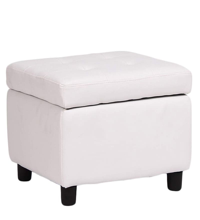 Buy Kayla Ottoman with Storage in White Colour by Workspace by AZAZO
