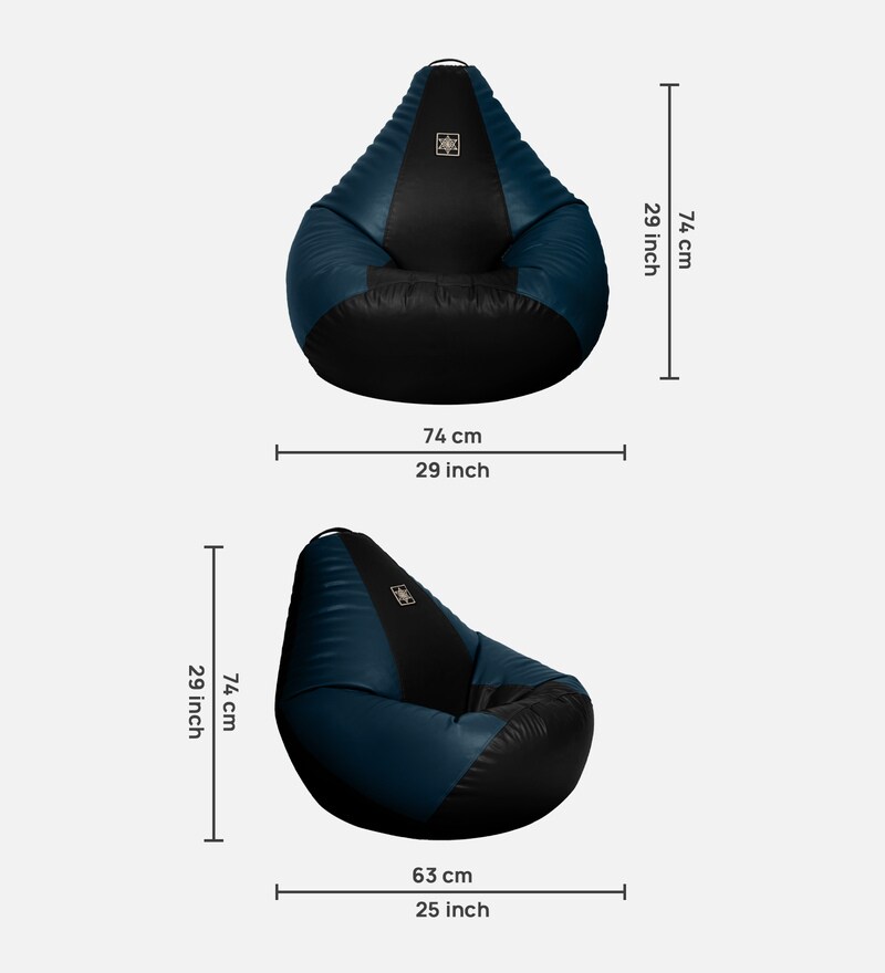 Buy Elegant XXL Bean Bag with Beans in Black and Blue Colour by