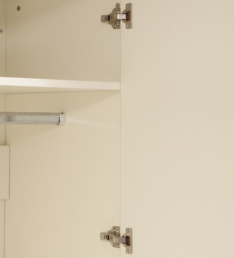 Buy Element 4 Door Wardrobe in White and Walnut Finish by Evok Online