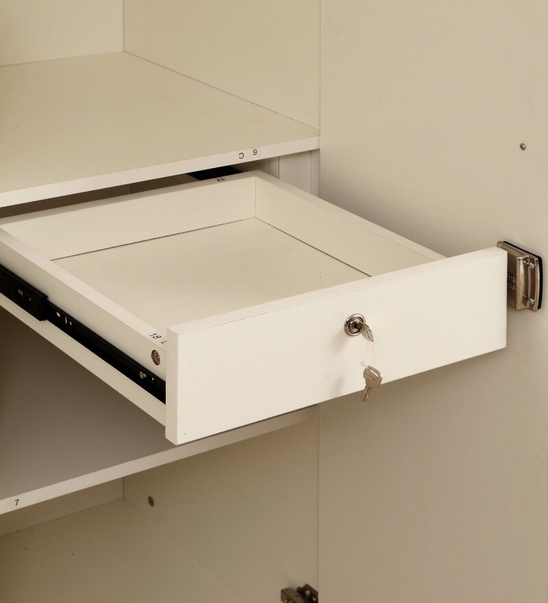 Buy Element 4 Door Wardrobe in White and Walnut Finish by Evok Online