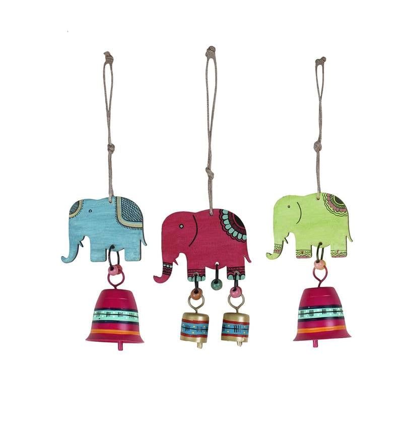 Buy Elephant Family Tinkle Bells Wall Decorative Bells Wind Chimes ...