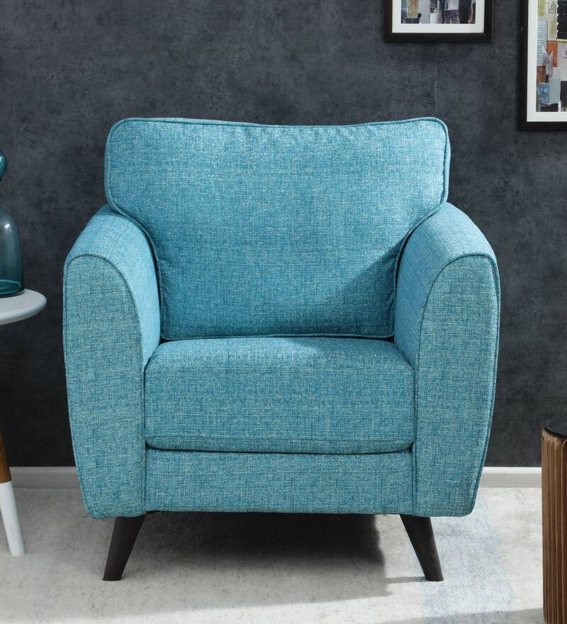 Buy Elina Fabric 1 Seater Sofa In Sea Green Colour By Casacraft Online ...