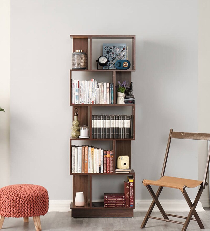 Buy Eliot Wide Book Shelf In Brown Matte Finish By Wakefit Online