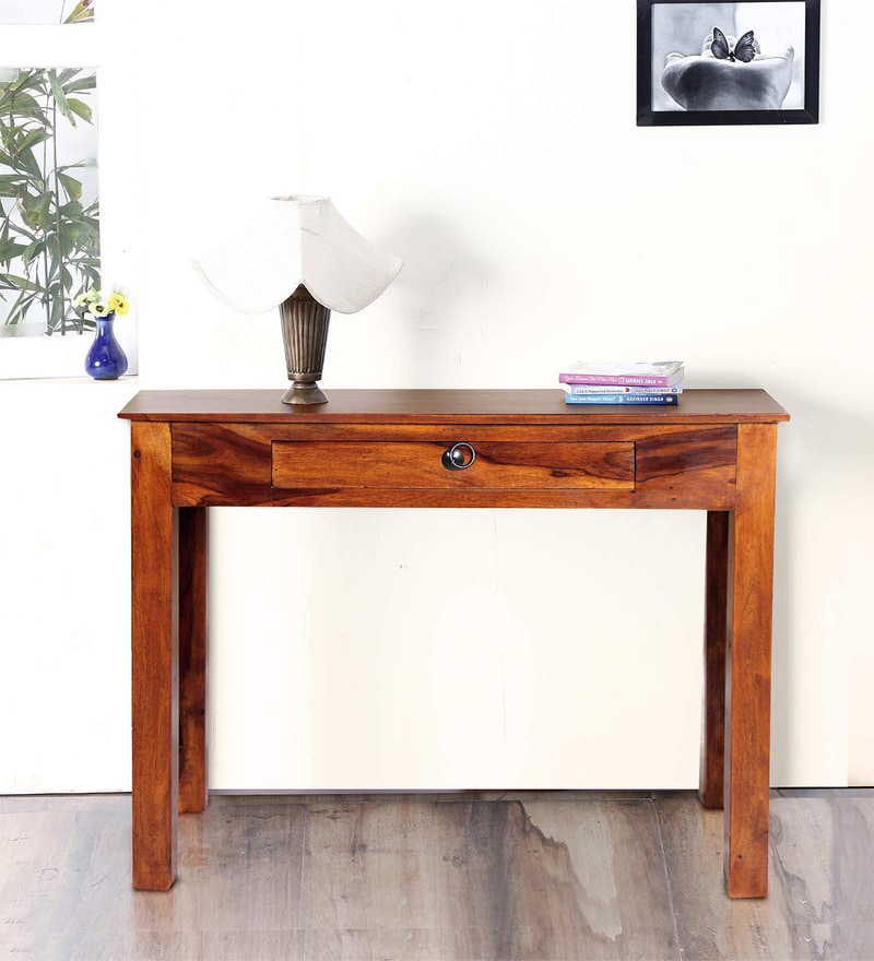 Buy Elliot solid wood study table in Honey Oak Color by Karigar Online