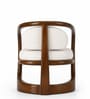 Elan Solid Mahogany Wood Upholstered Accent Chair With Hand-Shaped Arc Frame In Ivory Colour