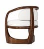 Elan Solid Mahogany Wood Upholstered Accent Chair With Hand-Shaped Arc Frame In Ivory Colour