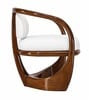Elan Solid Mahogany Wood Upholstered Accent Chair With Hand-Shaped Arc Frame In Ivory Colour
