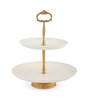 Elan White & Gold Steel Two Tier Cake Stand