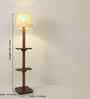 Elania Wooden Floor Lamp with Jute Shade & Brown Base