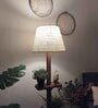 Elania Wooden Floor Lamp with Jute Shade & Brown Base