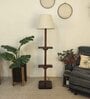 Elania Wooden Floor Lamp with Jute Shade & Brown Base