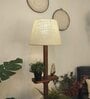 Elania Wooden Floor Lamp with Jute Shade & Brown Base