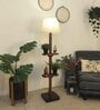 Elania Wooden Floor Lamp with Jute Shade & Brown Base