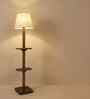 Elania Wooden Floor Lamp with Jute Shade & Brown Base