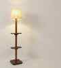 Elania Wooden Floor Lamp with Jute Shade & Brown Base