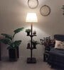 Elania Wooden Floor Lamp with Jute Shade & Brown Base