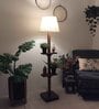 Elania Wooden Floor Lamp with Jute Shade & Brown Base