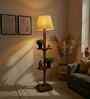 Elania Wooden Floor Lamp with Jute Shade & Brown Base