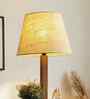 Elania Wooden Floor Lamp with Jute Shade & Brown Base