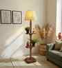 Elania Wooden Floor Lamp with Jute Shade & Brown Base