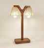 Elania Wooden Table Lamp with Jute Shade & Brown Base