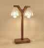 Elania Wooden Table Lamp with Jute Shade & Brown Base