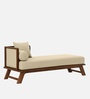 Elano Fabric RHS Sheesham Wood Chaise Lounger In Neut